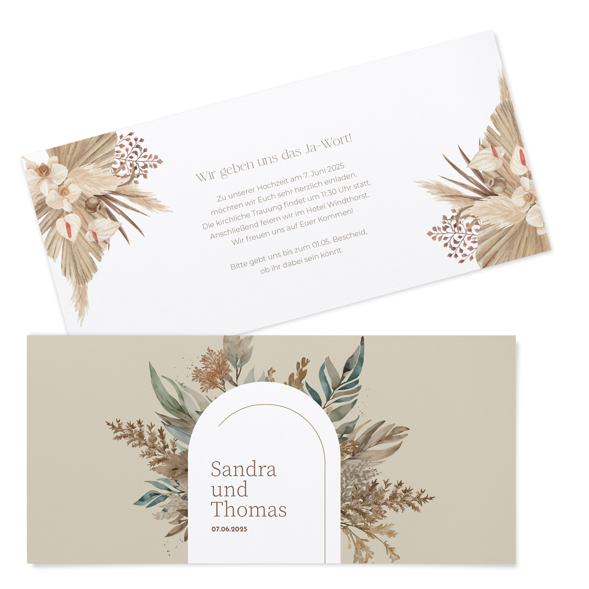 Postkarten DIN lang im Querformat 210 x 98 mm - Boho "Golden Haze"