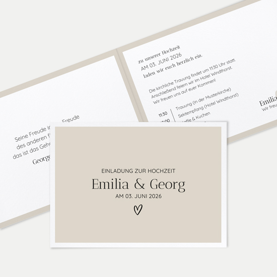 Klappkarte DIN A6 im Querformat - Minimalistisch "Latte Macchiato"