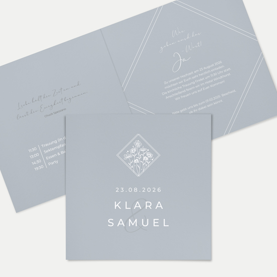 Klappkarte Quadratisch 148 x 148 mm - Vintage "La Fleur Bleue"