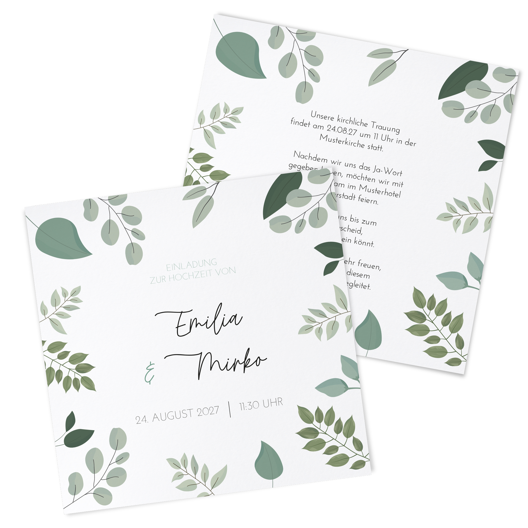 Postkarte Quadrat 148 x 148 mm - Greenery "Green & Simple"