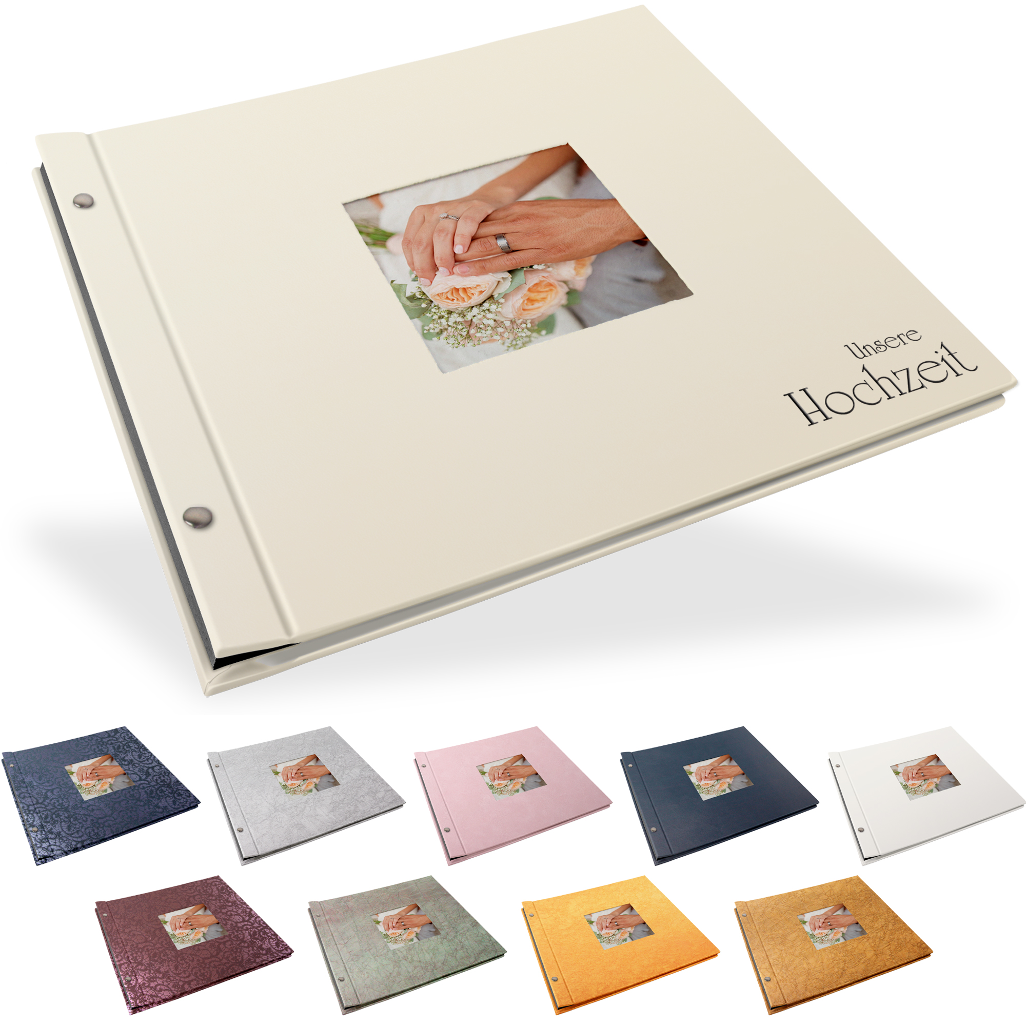 Portraitalbum Trend-Line, Format 34 x 31 cm, mit Bildausschnitt, Schwarz