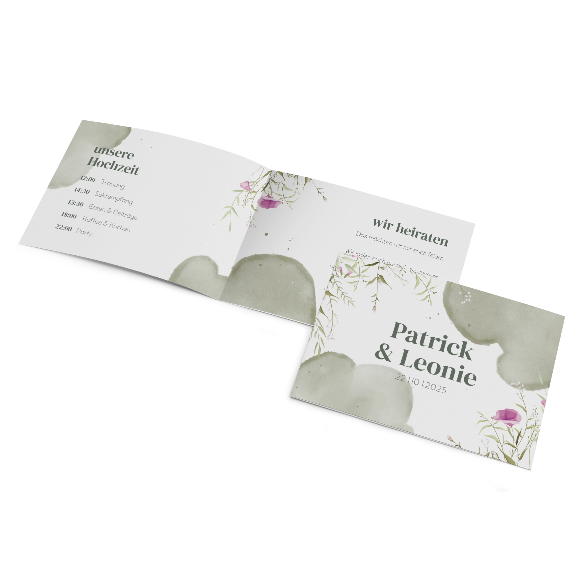 Klappkarte DIN A6 im Querformat - Aquarell "Wildflower Garden"