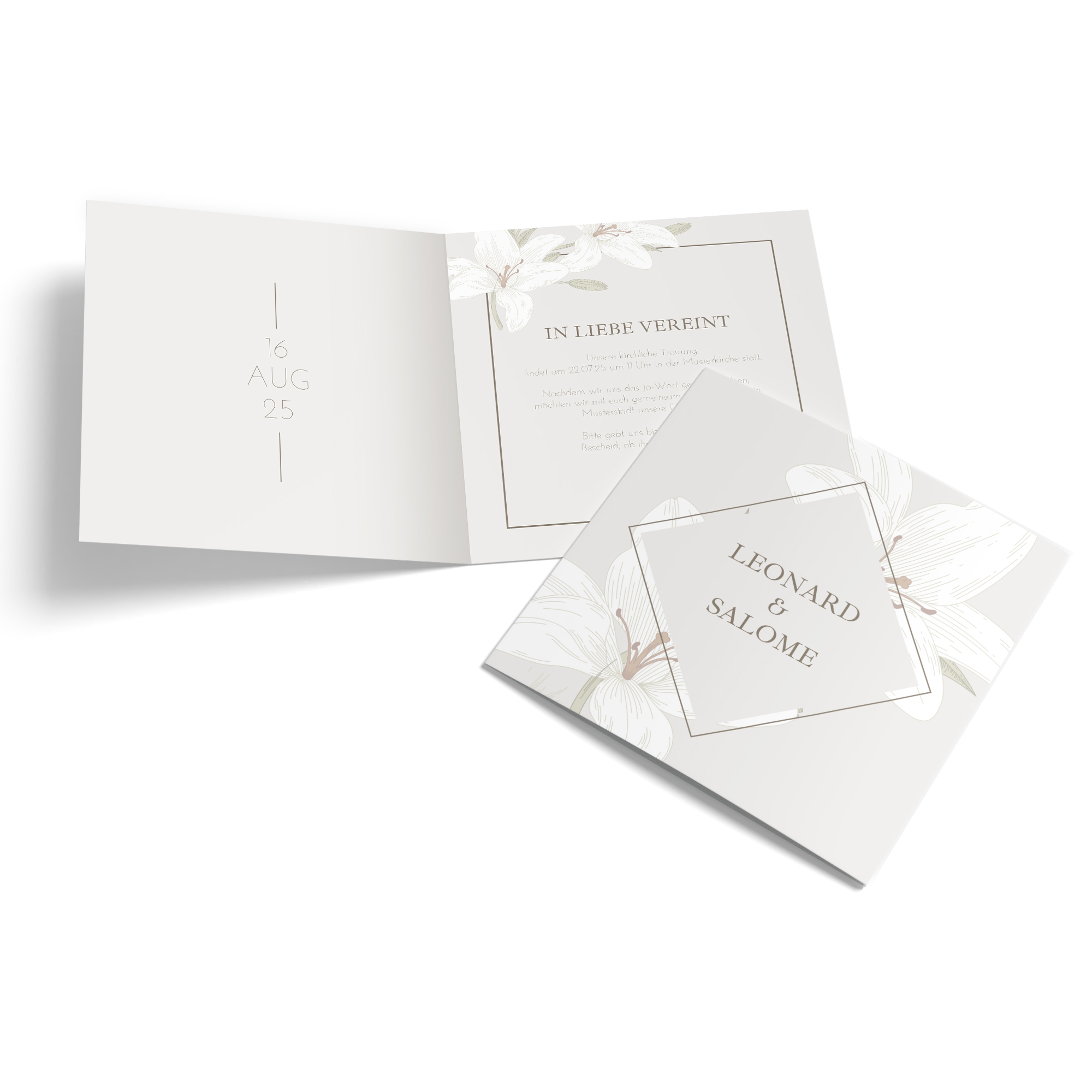 Klappkarte Quadratisch 148 x 148 mm - Floral "White Lily"