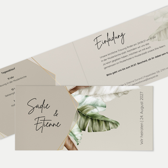 Klappkarte DIN lang im Querformat - Greenery "Manila 02"