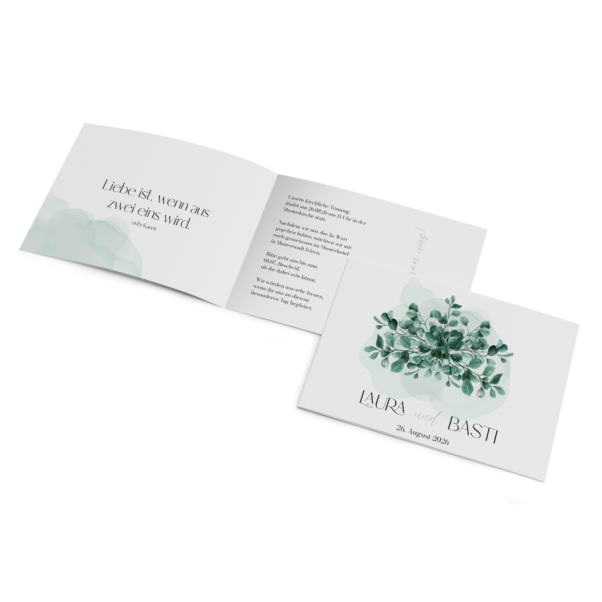 Klappkarte DIN A6 im Querformat - Greenery "Eucalyptus Crown"