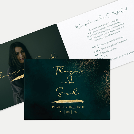 Klappkarte DIN A6 im Querformat - Vintage - "Velvet Night"