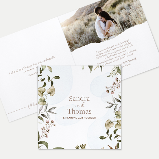 Klappkarte Quadratisch 148 x 148 mm - Boho "Nature Hold"