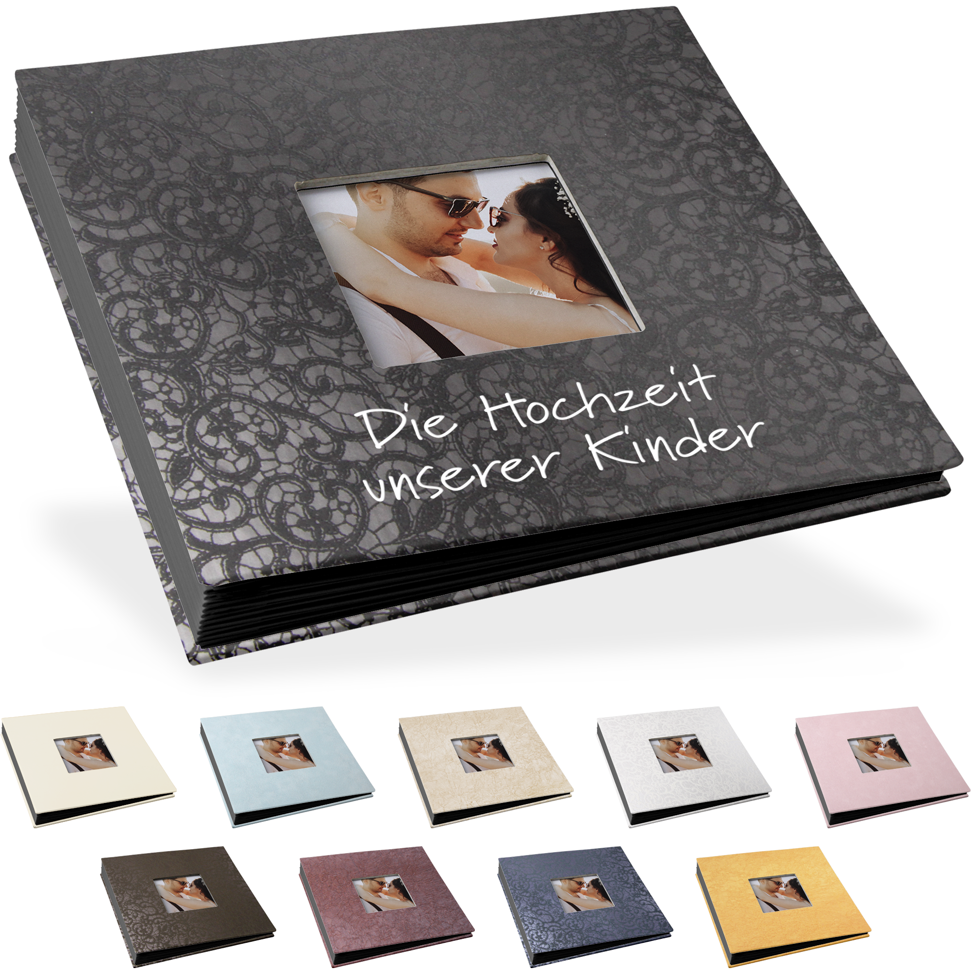 Blockalbum 16 x 16 cm, schwarze Inhaltsseiten, mit Bilddurchstanzung