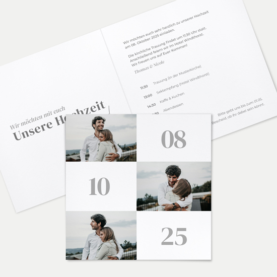 Klappkarte Quadratisch 148 x 148 mm - Minimalistisch "Oslo"