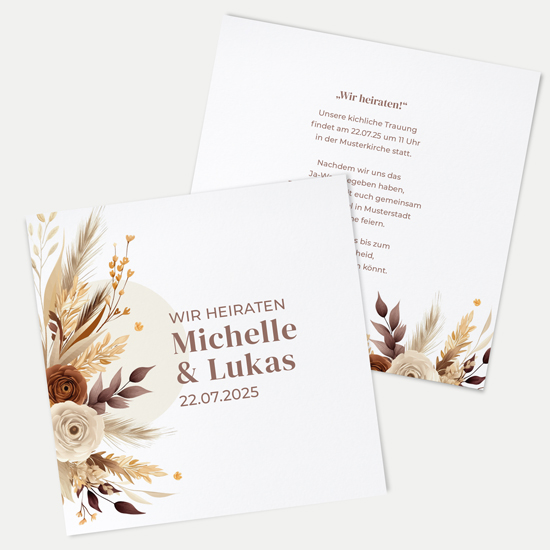 Postkarte Quadrat 148 x 148 mm - Boho "Earth Bouquet"