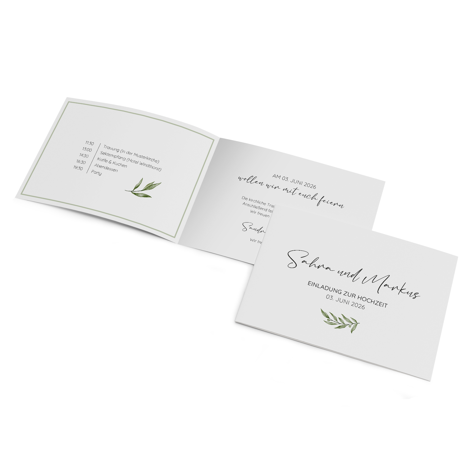 Klappkarte DIN A6 im Querformat - Minimalistisch "Olivetta"