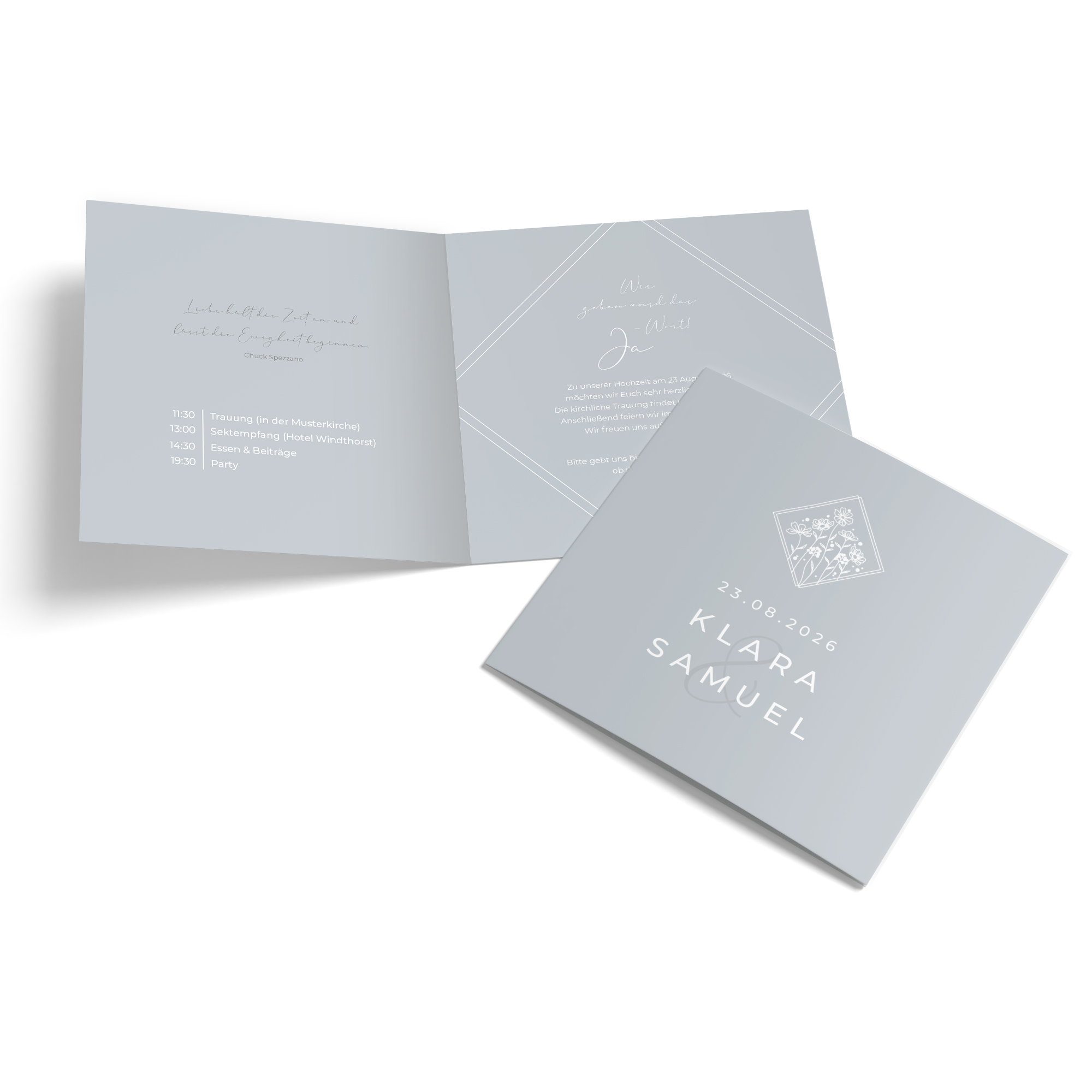 Klappkarte Quadratisch 148 x 148 mm - Vintage "La Fleur Bleue"