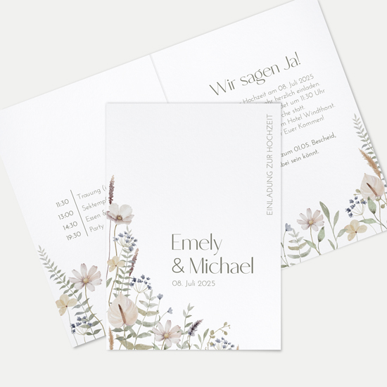 Klappkarte DIN A6 im Hochformat - Boho "Pastel Bloom"