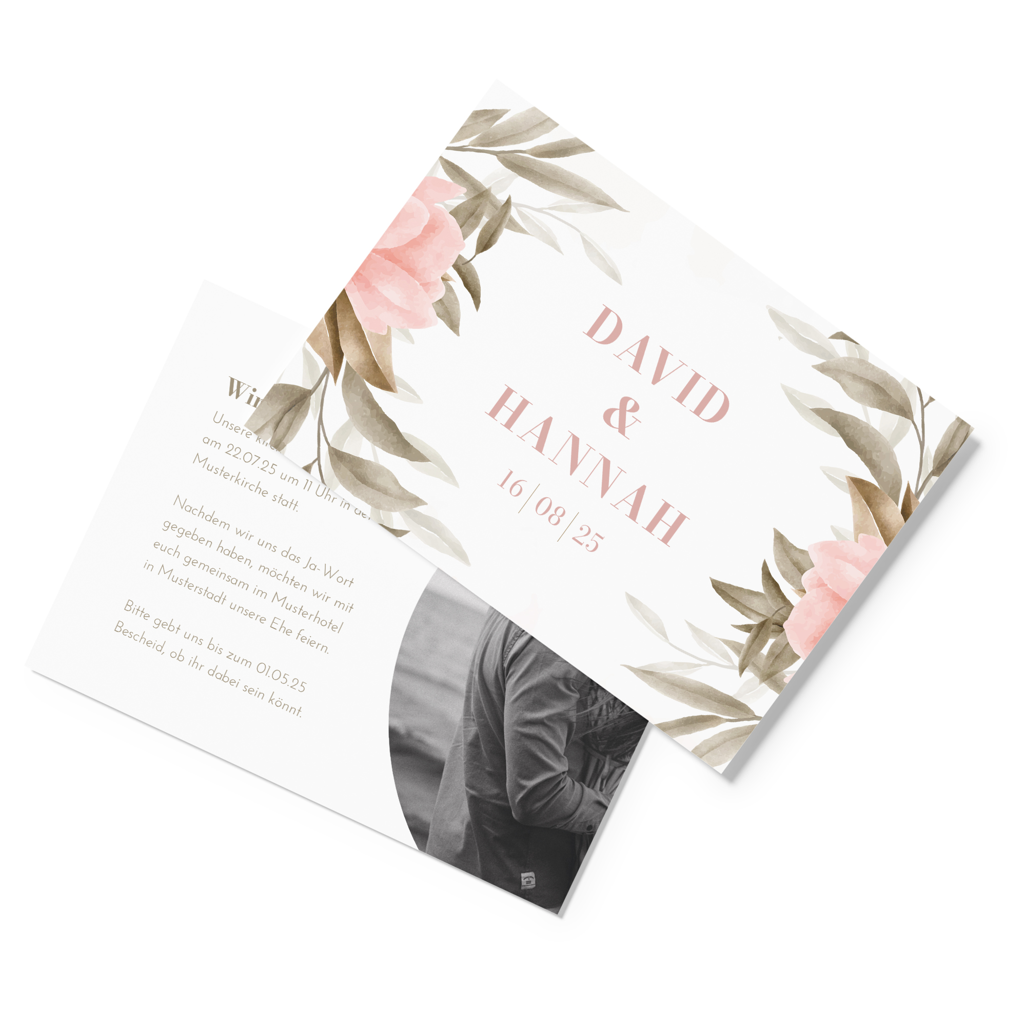 Postkarte DIN A6 im Querformat - Floral "Rose Leaf"