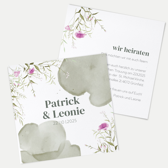 Postkarte Quadrat - Aquarell "Wildflower Garden"