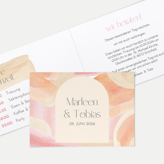 Klappkarte DIN A6 im Querformat - Aquarell "sunset stroke"