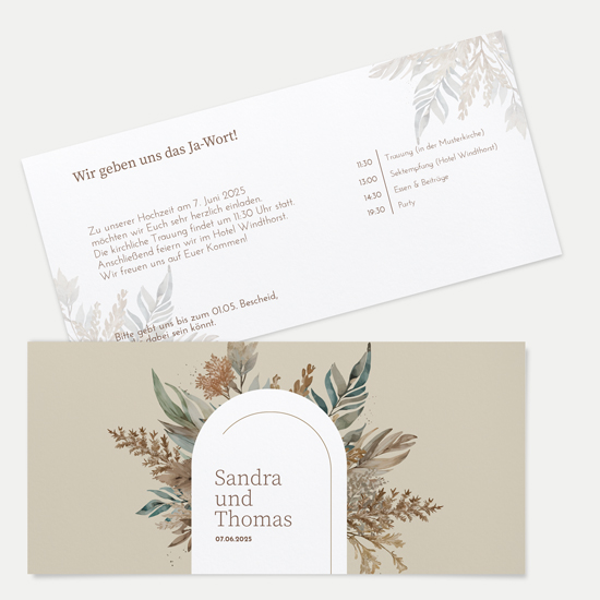 Postkarten DIN lang im Querformat 210 x 98 mm - Boho "Bare Nature"