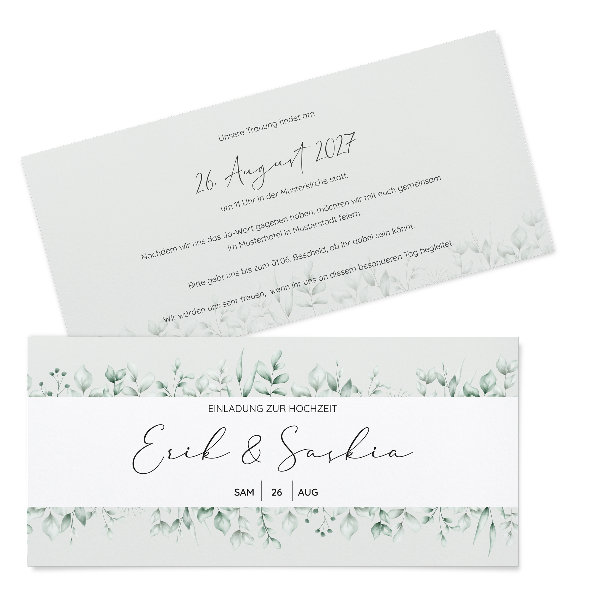 Postkarten DIN lang im Querformat 210 x 98 mm - Greenery "Evergreen Mint"