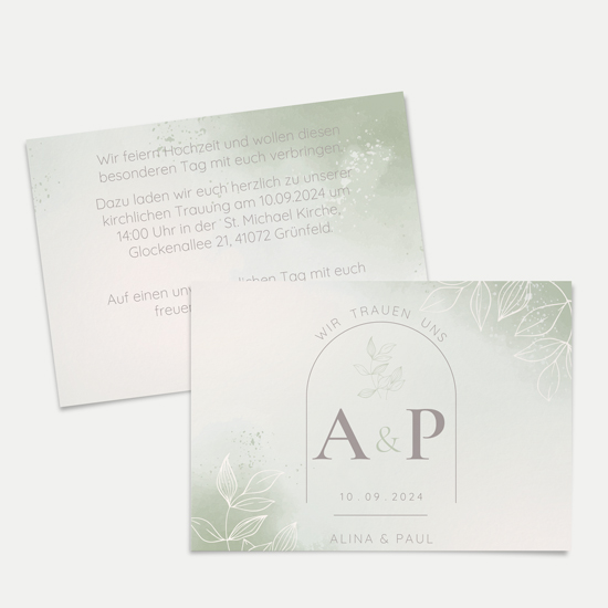 Postkarte DIN A6 im Querformat - Aquarell "faded green"