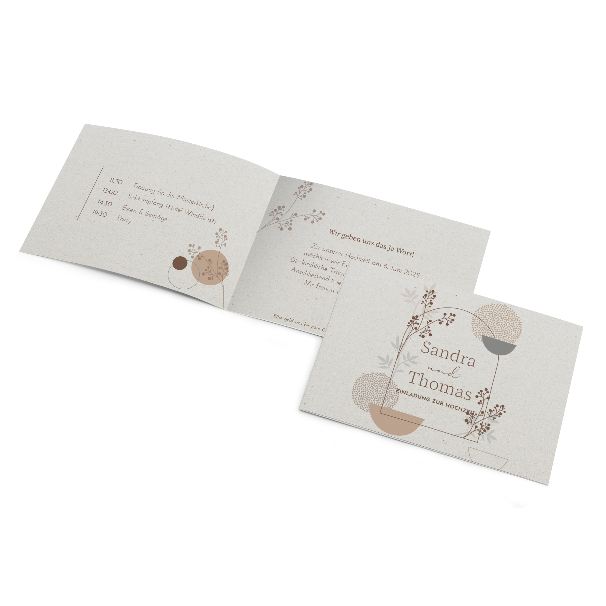 Klappkarte DIN A6 im Querformat - Boho "Stone Bloom"