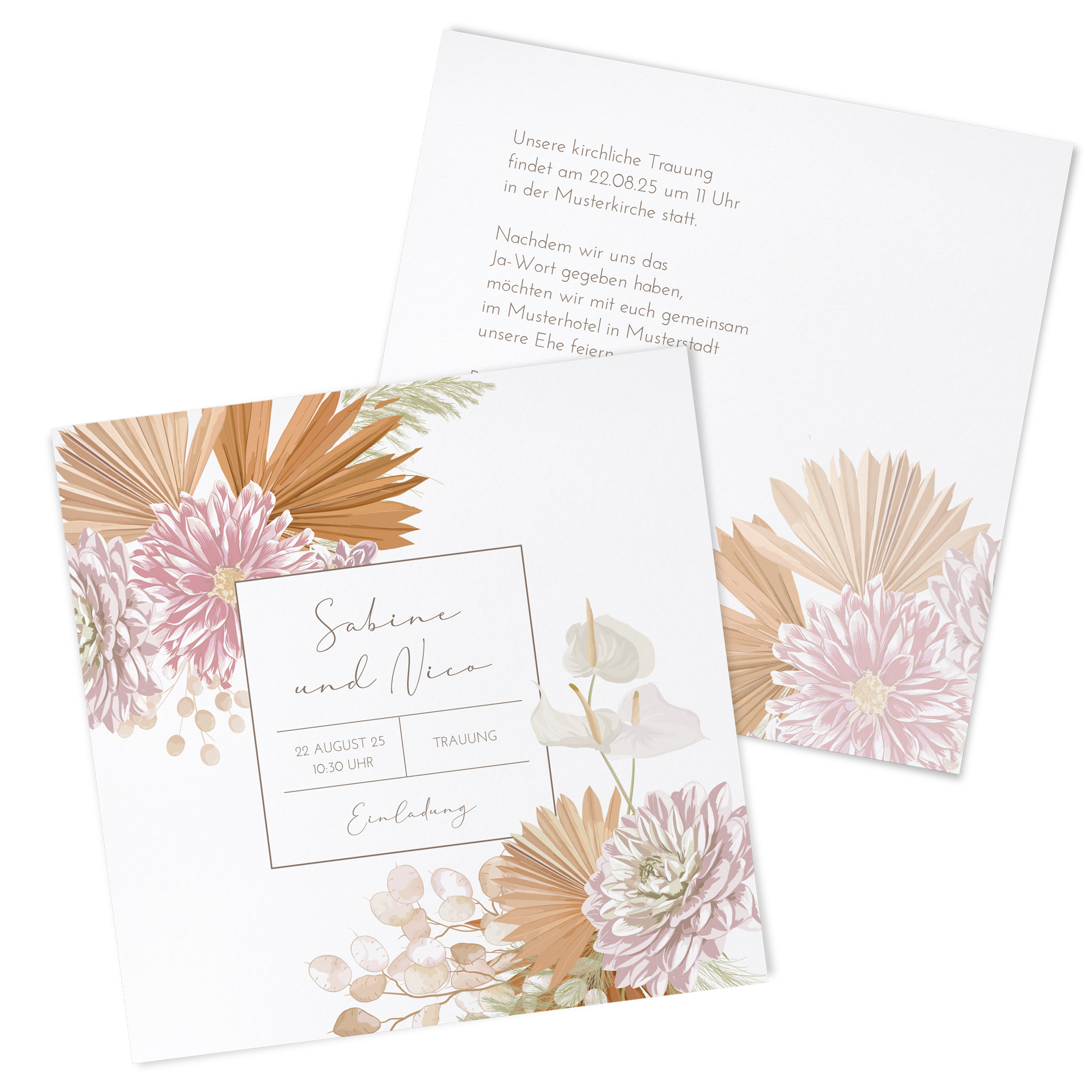 Postkarte Quadrat 148 x 148 mm - Floral "Terracotta Blossom"