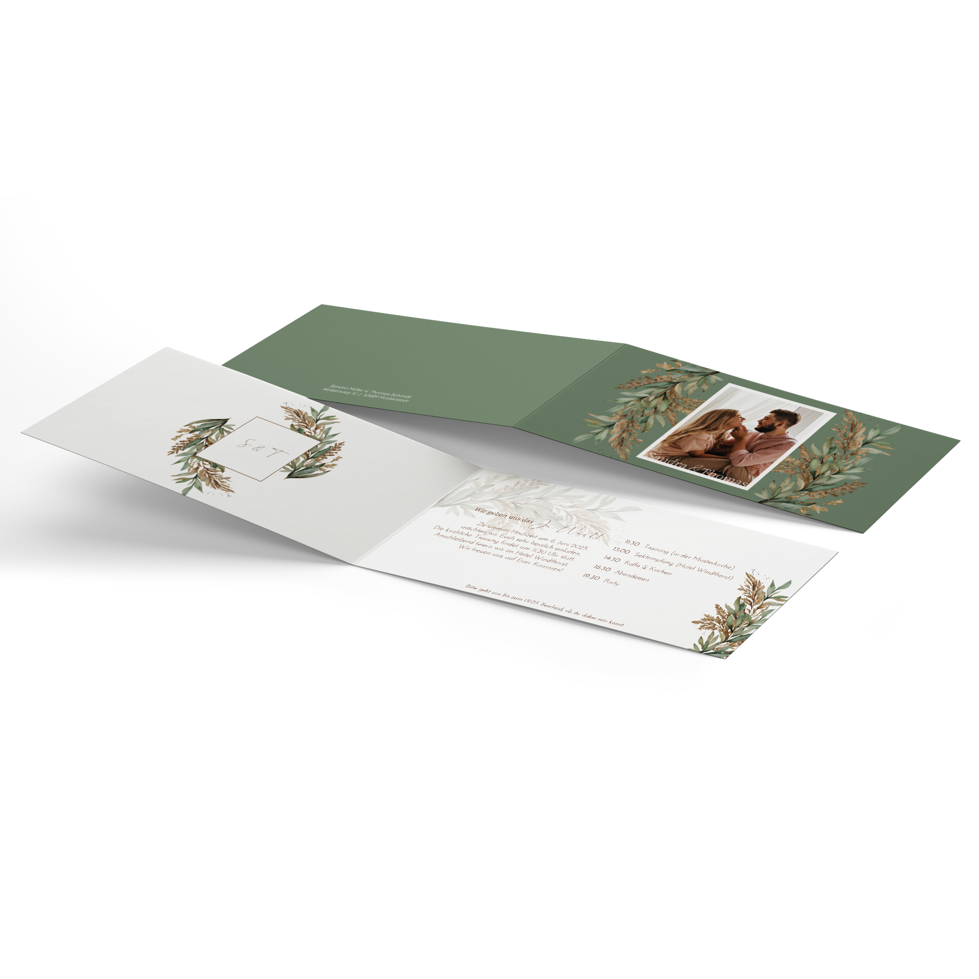 Klappkarte DIN lang im Querformat - Boho "Rooted Together"