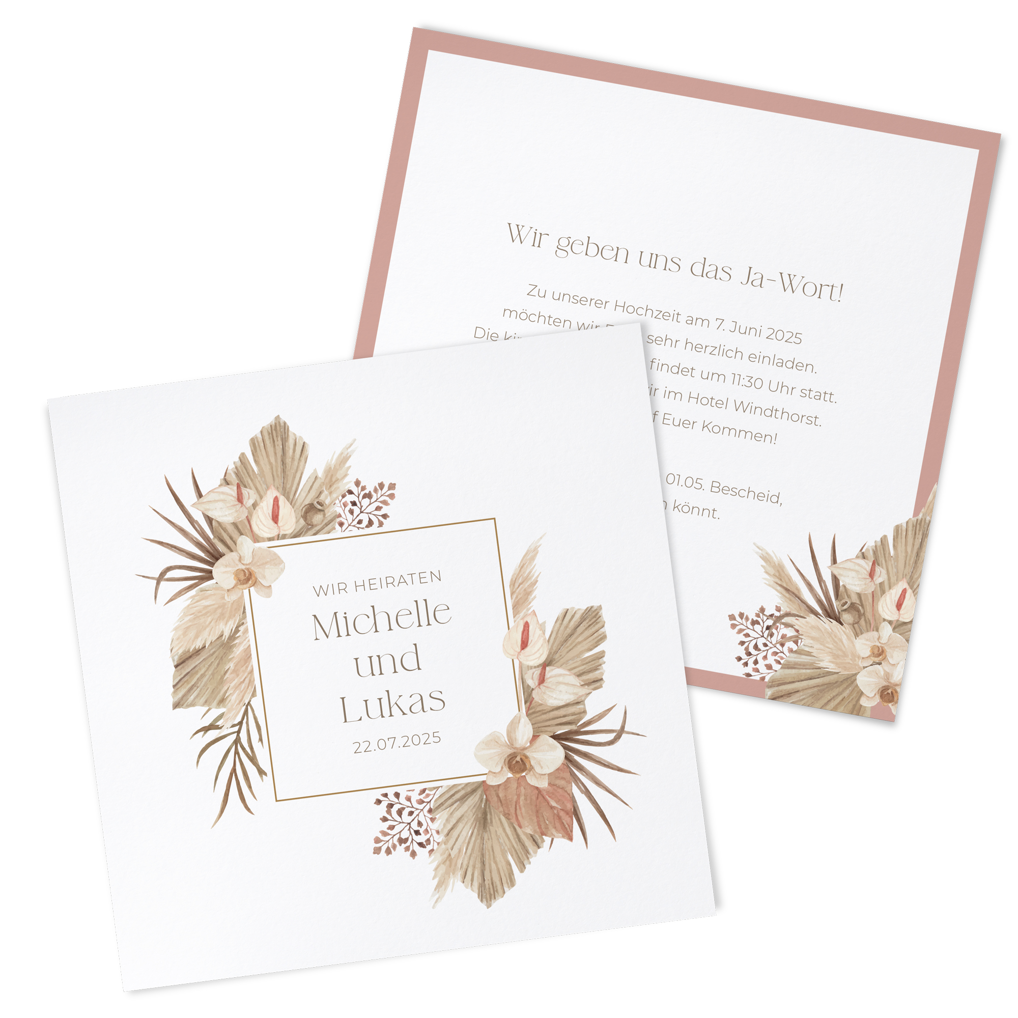 Postkarte Quadrat 148 x 148 mm - Boho "Golden Haze"