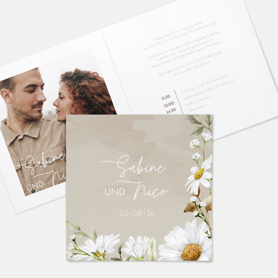 Klappkarte Quadratisch 148 x 148 mm - Floral "Daisy Field"