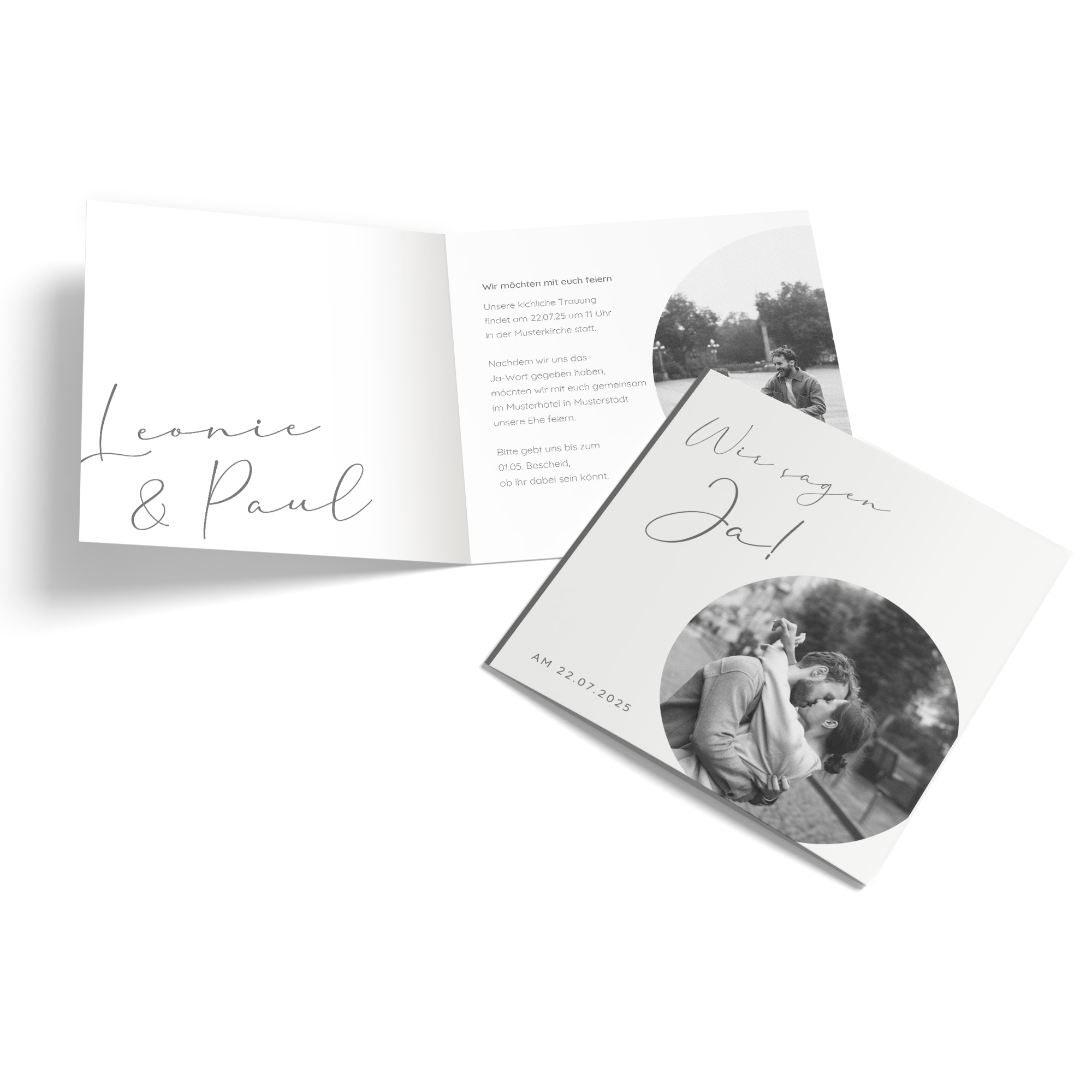 Klappkarte Quadratisch 148 x 148 mm - Minimalistisch "Paris"