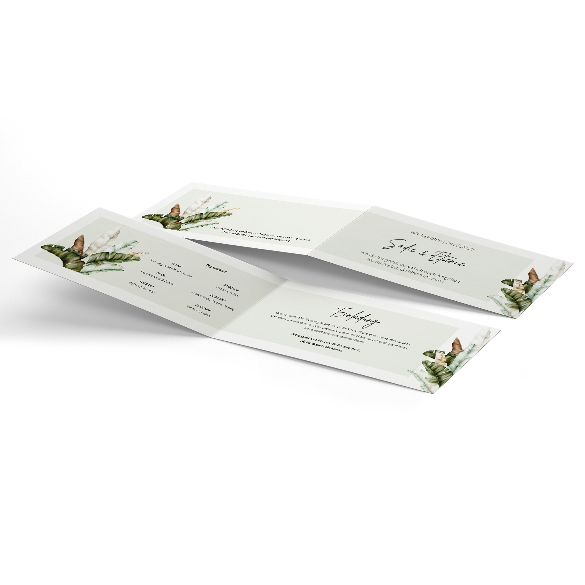 Klappkarte DIN lang im Querformat - Greenery "Manila 01"