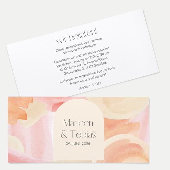 Postkarten DIN lang im Querformat 210 x 98 mm - Aquarell "sunset stroke"