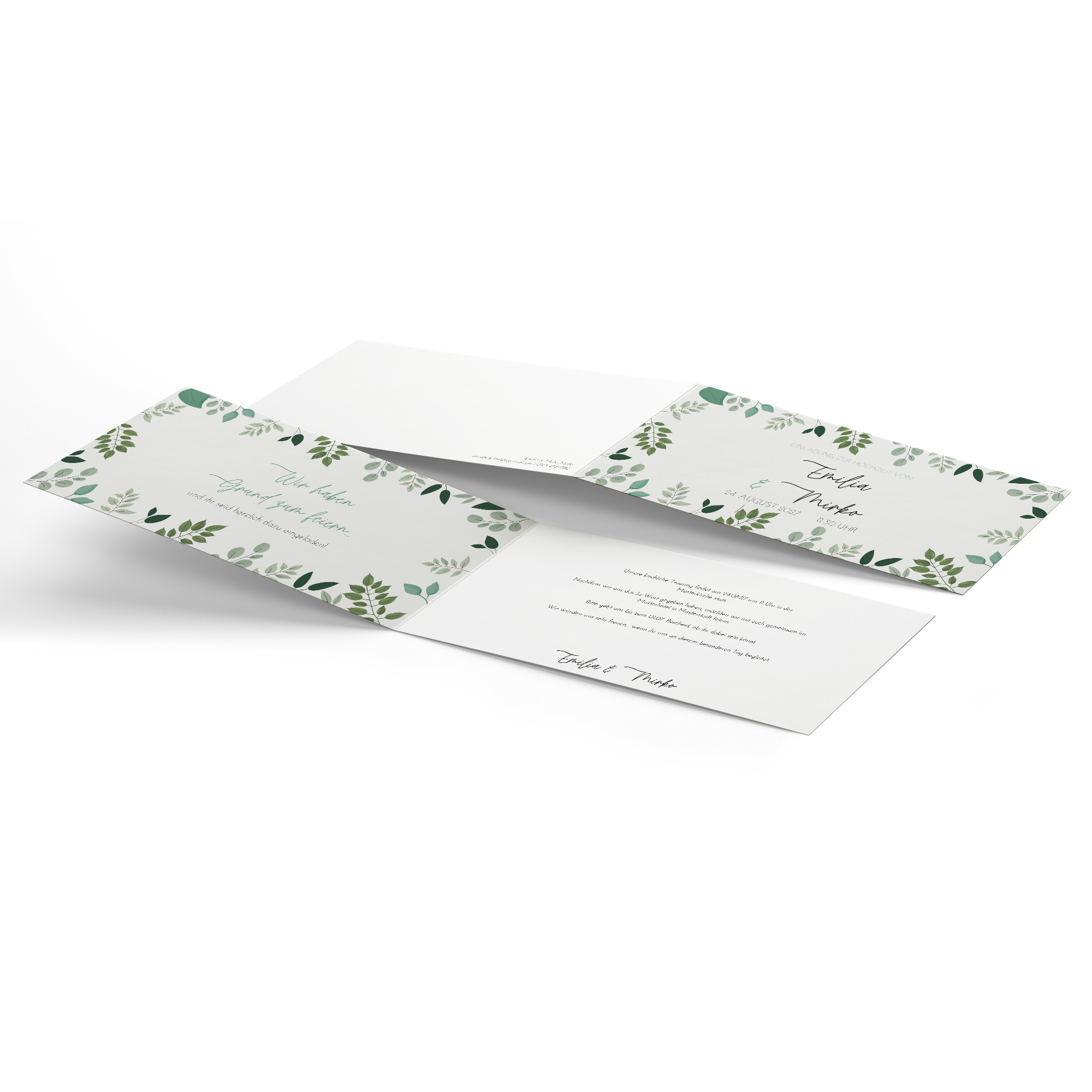 Klappkarte DIN lang im Querformat - Greenery "Green & Simple"