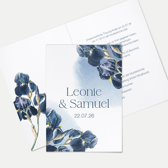 Klappkarte DIN A6 im Hochformat - Floral "Blue Petal"