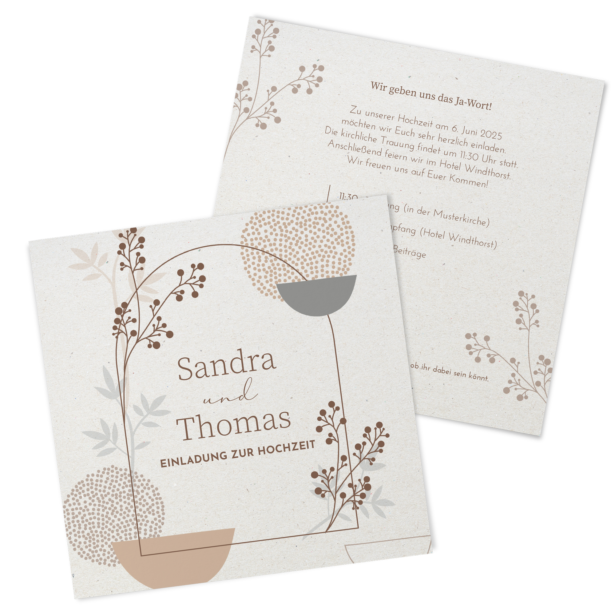 Postkarte Quadrat 148 x 148 mm - Boho "Stone Bloom"