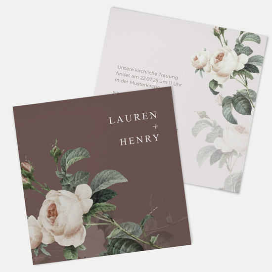 Postkarte Quadrat 148 x 148 mm - Floral "Antique Rose"