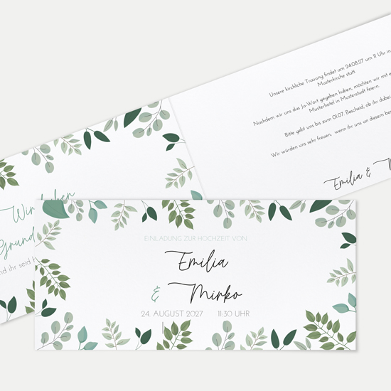 Klappkarte DIN lang im Querformat - Greenery "Green & Simple"
