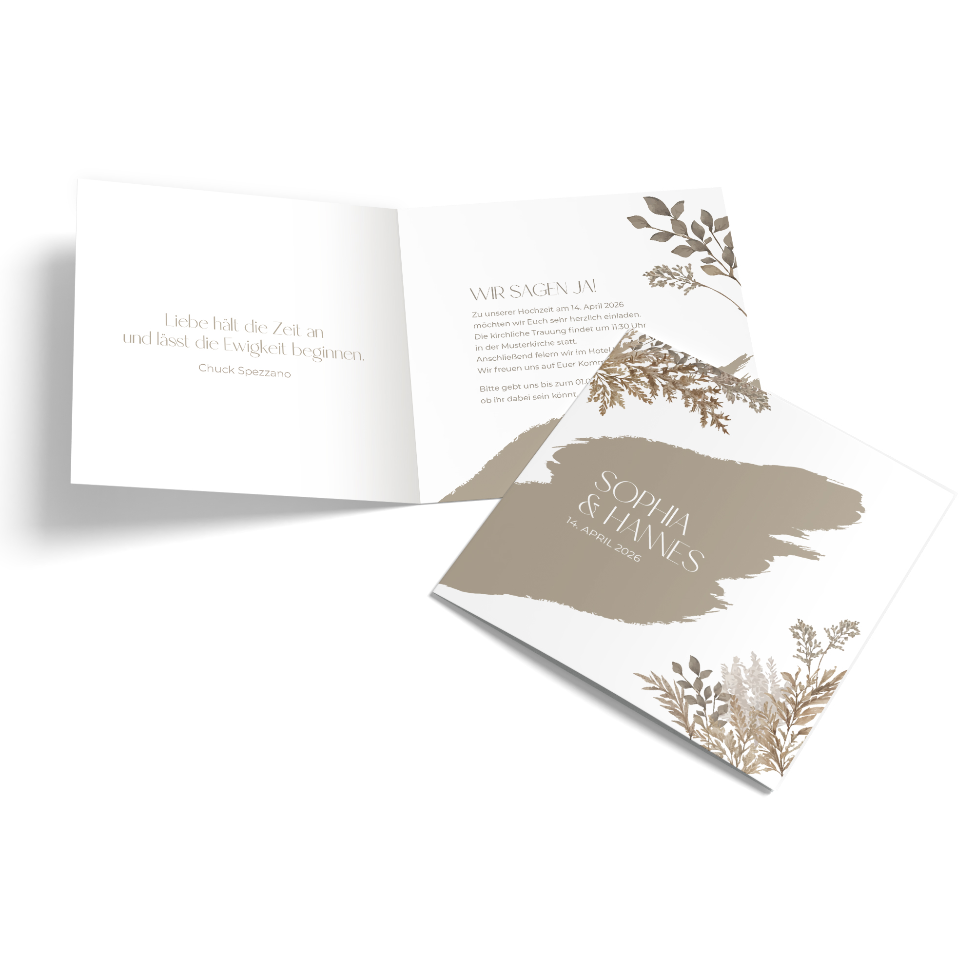 Klappkarte Quadratisch 148 x 148 mm - Boho "Earthstroke"