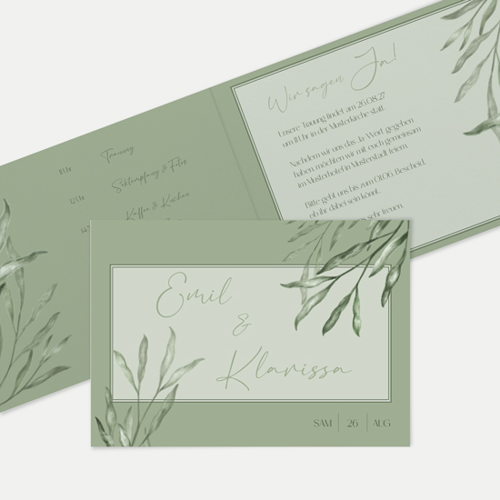 Klappkarte DIN A6 im Querformat - Greenery "Natural Frame"