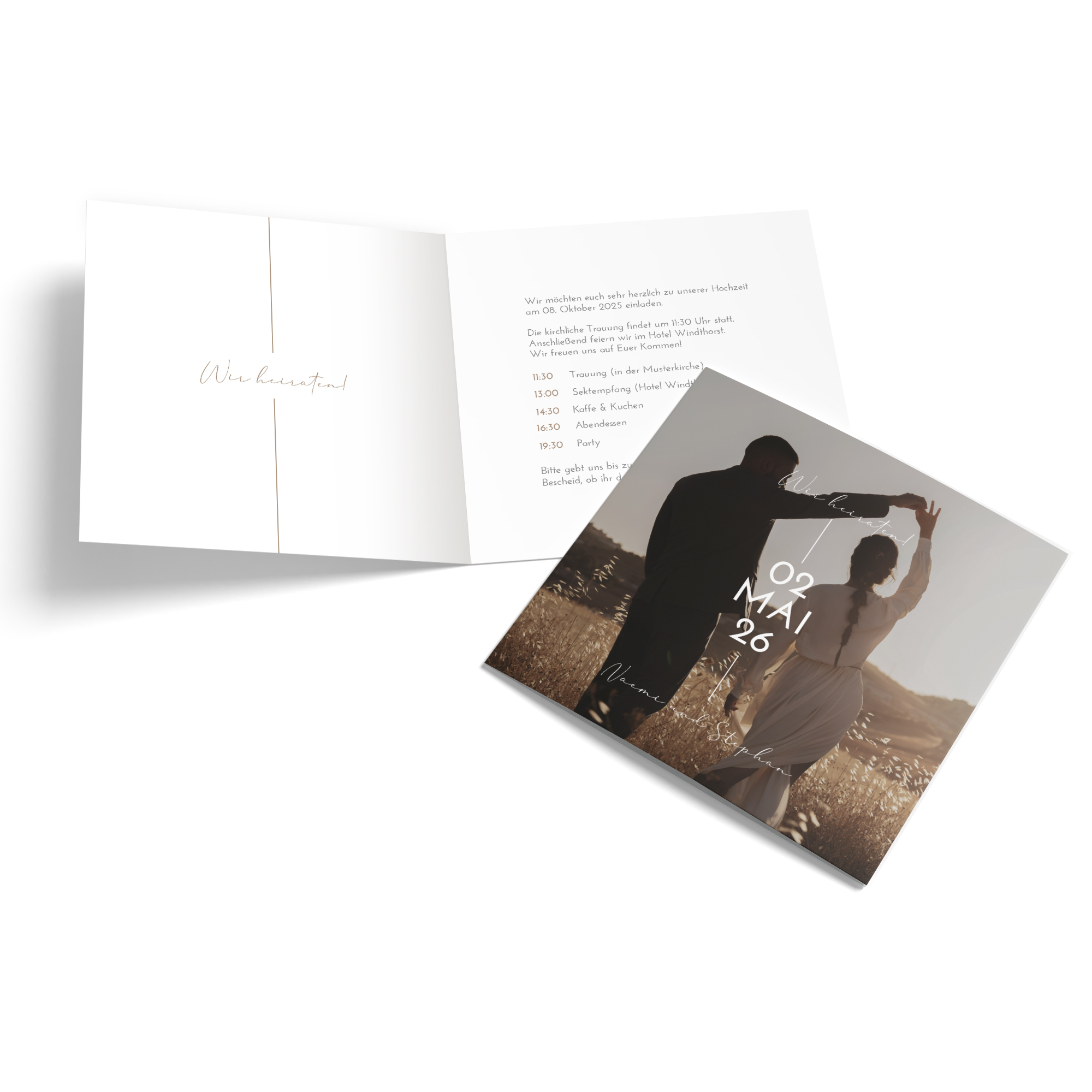 Klappkarte Quadratisch 148 x 148 mm - Minimalistisch "Still Lines"