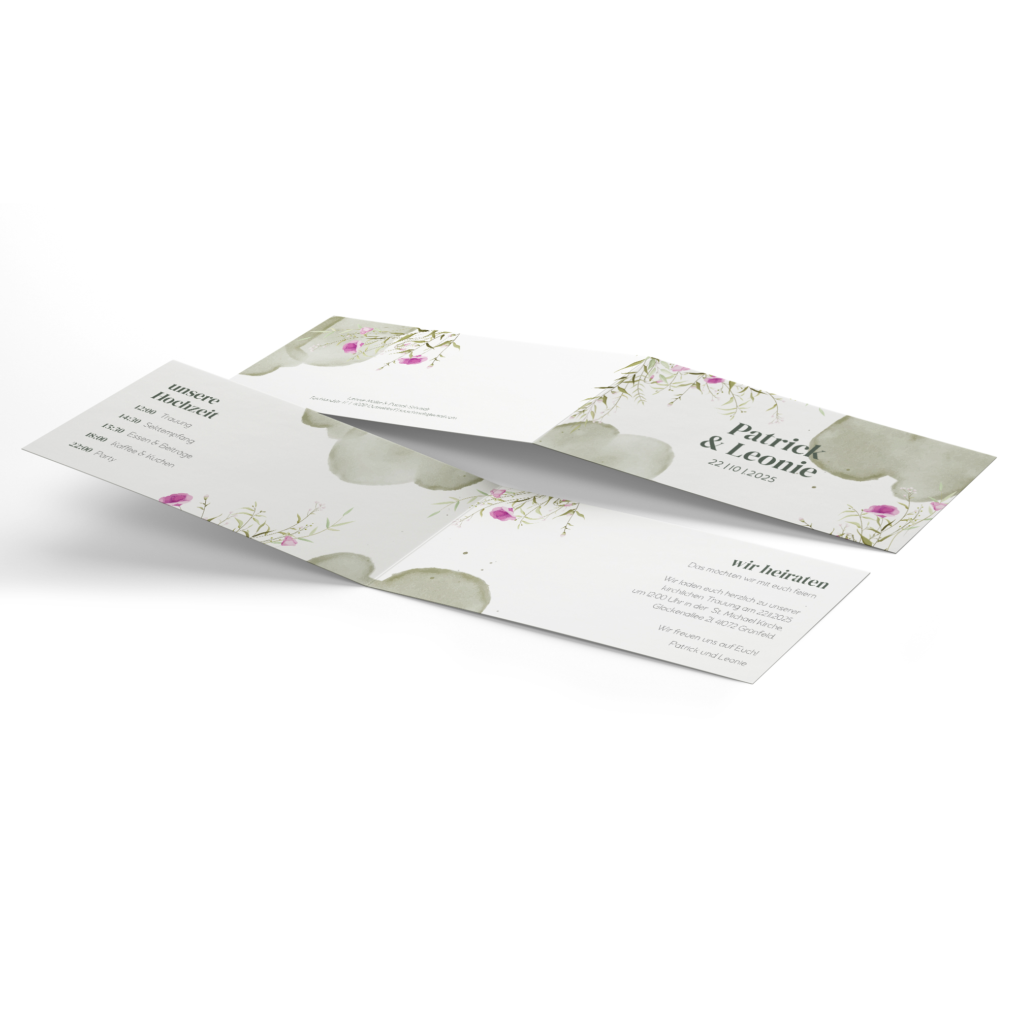 Klappkarte DIN lang im Querformat Aquarell - "Wildflower Garden"