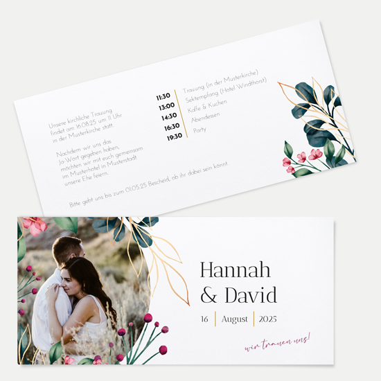 Postkarten DIN lang im Querformat 210 x 98 mm - Floral "Ivory Garden"