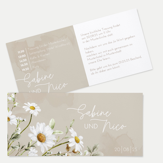 Postkarten DIN lang im Querformat 210 x 98 mm - Floral "Daisy Field"