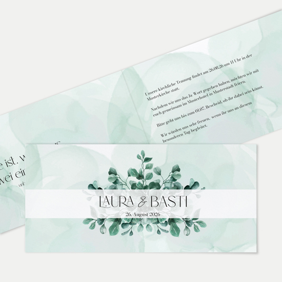 Klappkarte DIN lang im Querformat - Greenery "Eucalyptus Crown"