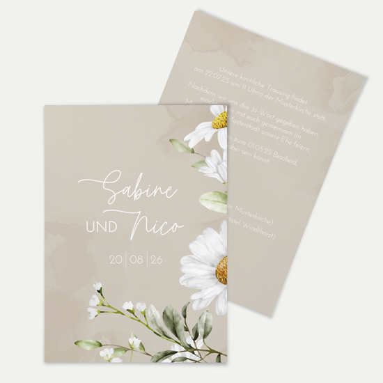 Postkarte DIN A6 im Hochformat - Floral "Daisy Field"