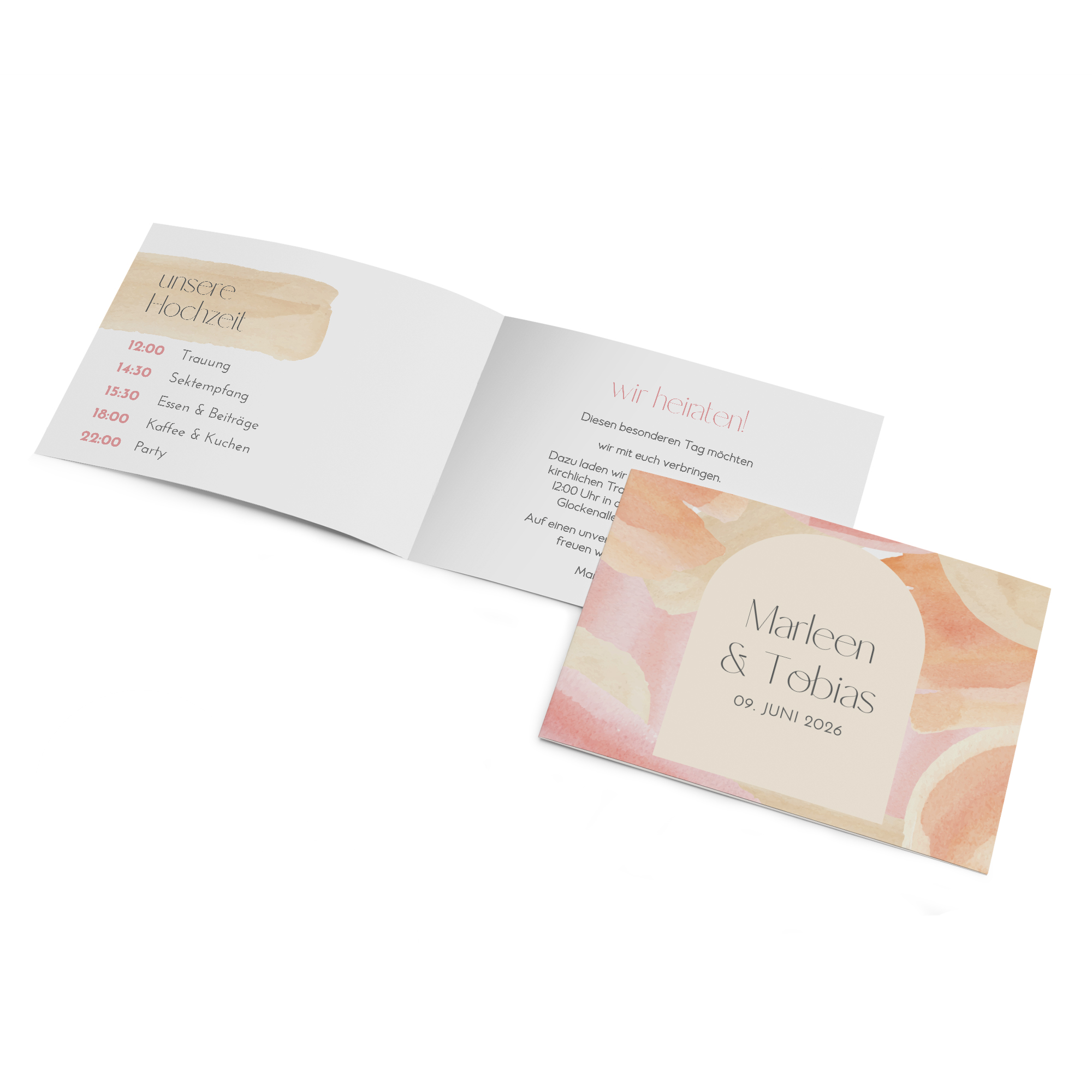 Klappkarte DIN A6 im Querformat - Aquarell "sunset stroke"