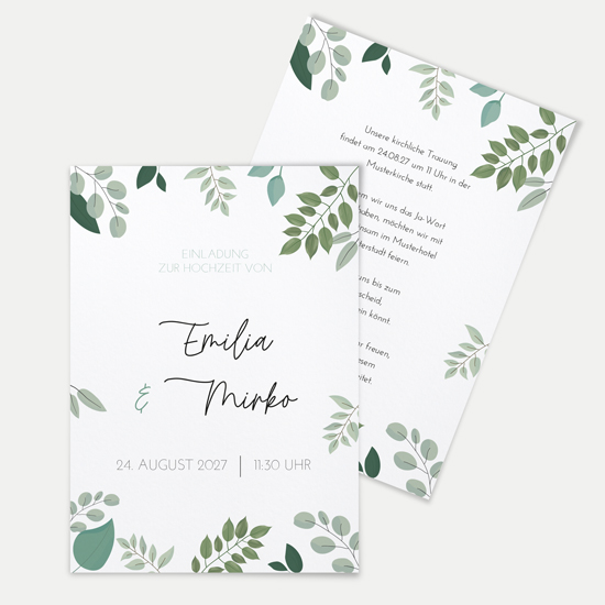 Postkarte DIN A6 im Hochformat - Greenery "Green & Simple"