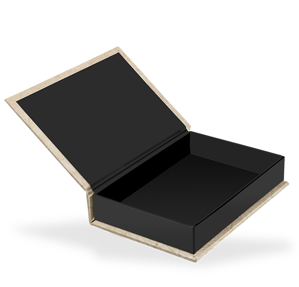 Klappschachtel 10 x 14 cm, mit Bildausschnitt, Innenschachtel schwarz