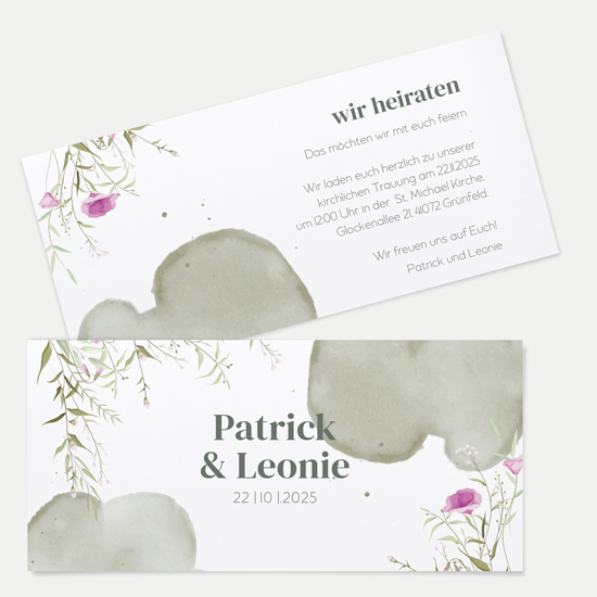 Postkarten DIN lang im Querformat 210 x 98 mm - Aquarell "Wildflower Garden"