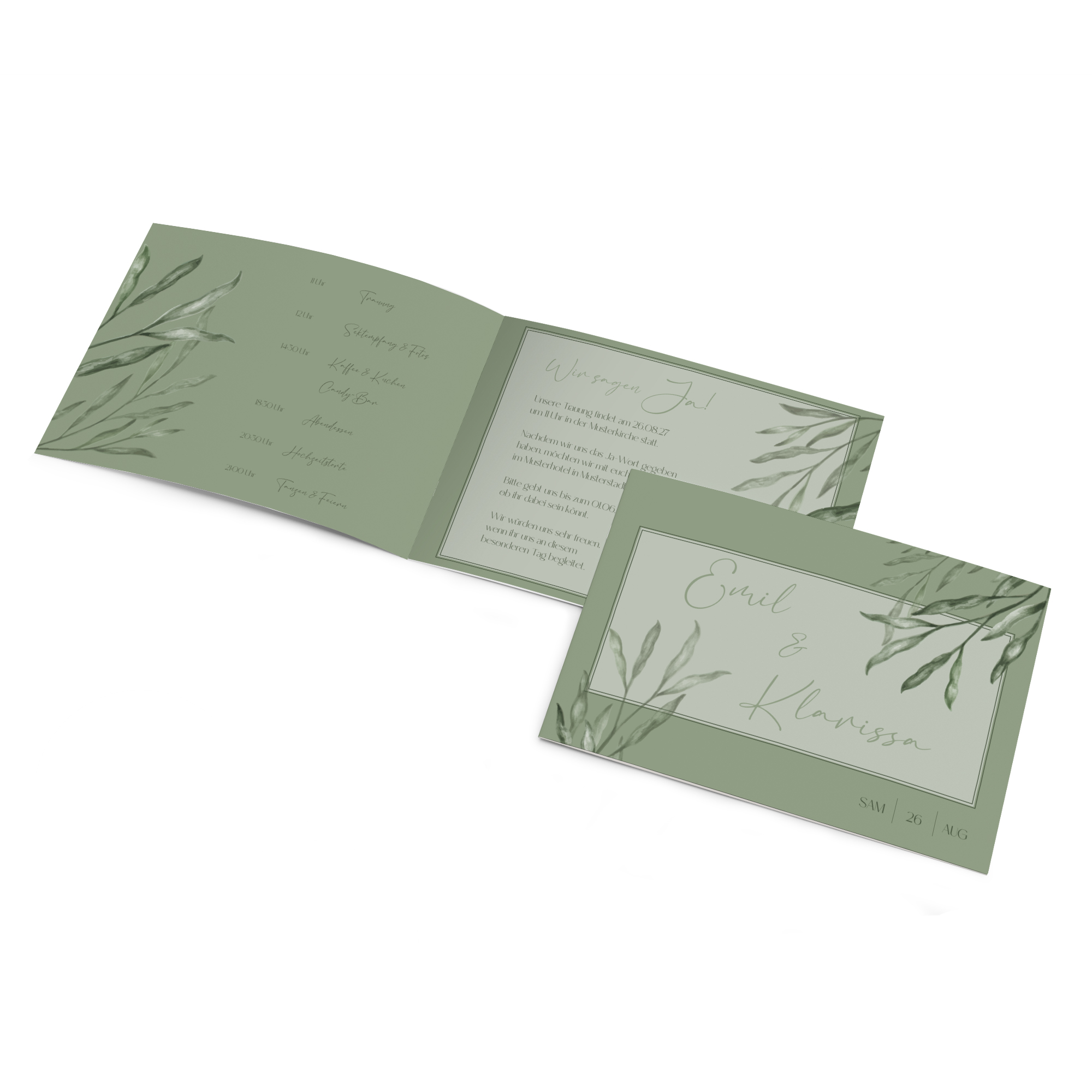 Klappkarte DIN A6 im Querformat - Greenery "Natural Frame"