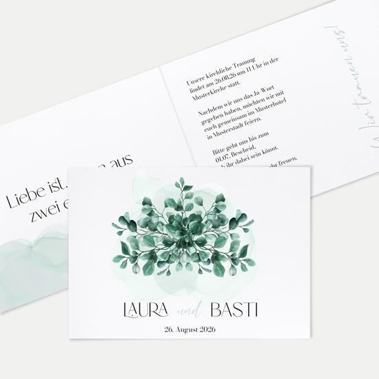 Klappkarte DIN A6 im Querformat - Greenery "Eucalyptus Crown"